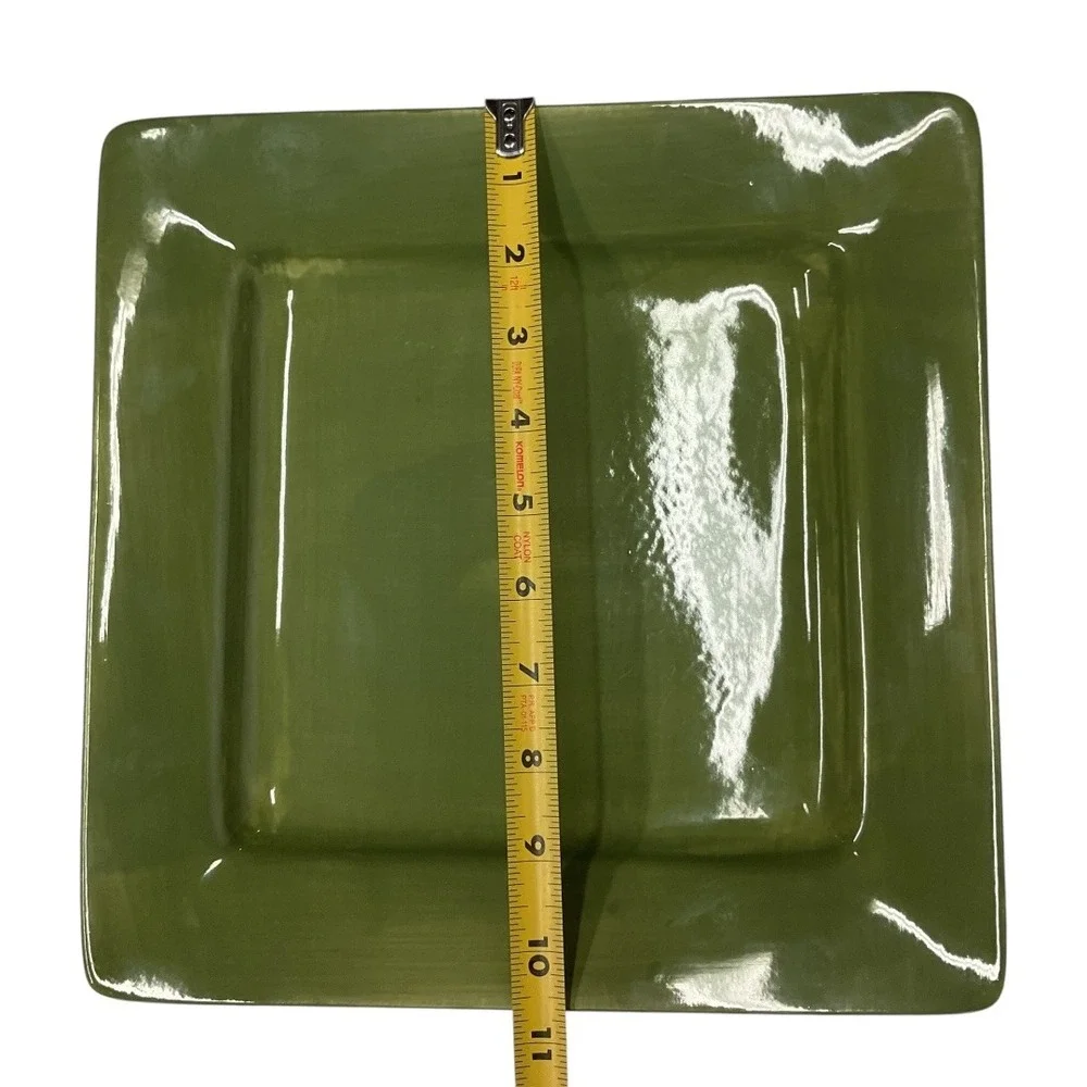 Pier 1 Imports‎ Square Dinner Plate Green Earthware Essential Colours Home Decor